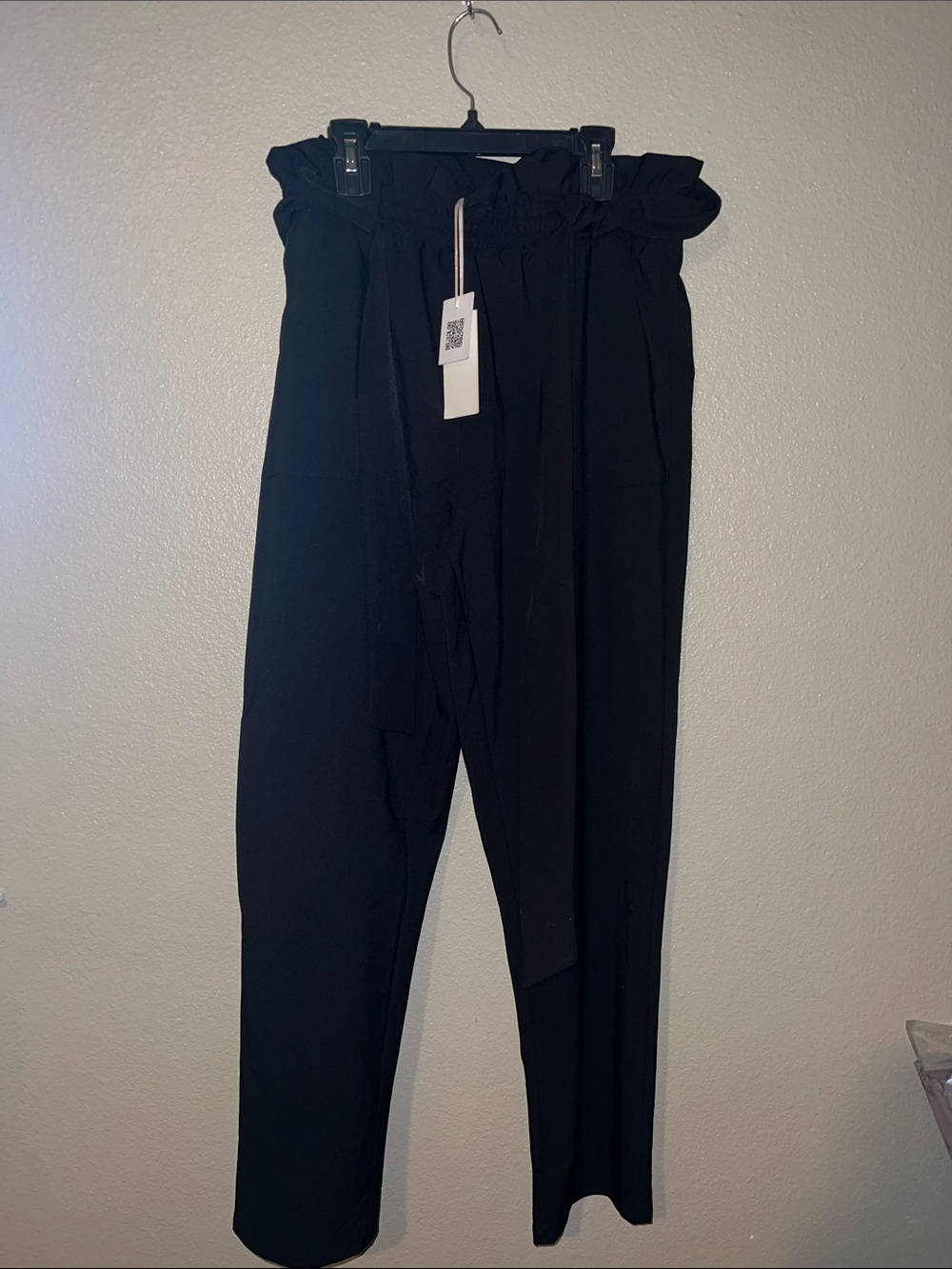 Grace Karin Black Paperbag Waist Tapered Trousers